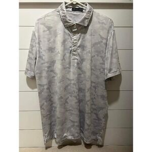 G/FORE Mens Camo Skull Golf Polo Shirt Gray White Size Large Short Sleeve